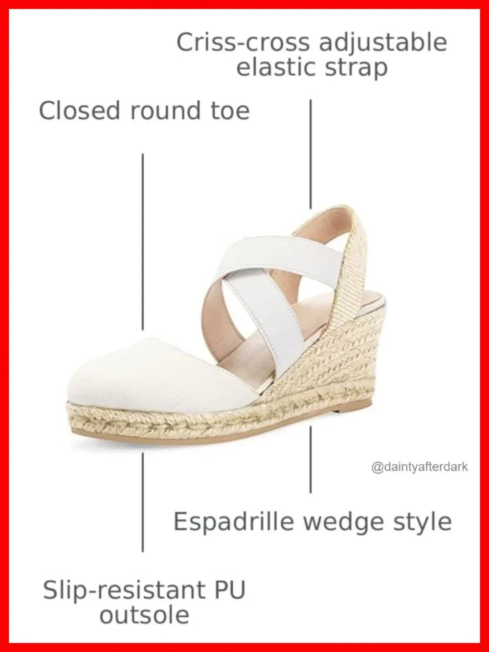 Women's Espadrille Wedge Sandals Criss Cross Elastic Ankle Strap Closed Toe
